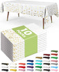 Pureegg Plastic Table Cloth Disposable 10 Pack, 54 x 108 Inch Table Cloths, Graduation Decorations Class of 2025, Graduation Tablecloths, Rectangle, Plastic Cover, Leakproof & Sturdy, White and Gold