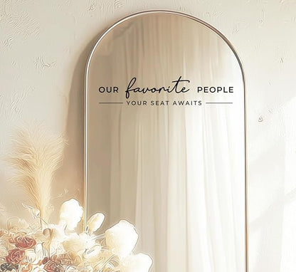 Our Favorite People Vinyl Decal, Please Find Your Seat Sign for Wedding Reception Wedding Vinyl Decal Seating Chart Sticker for Mirror, Your Seat Awaits (Black, Width 17 inch)