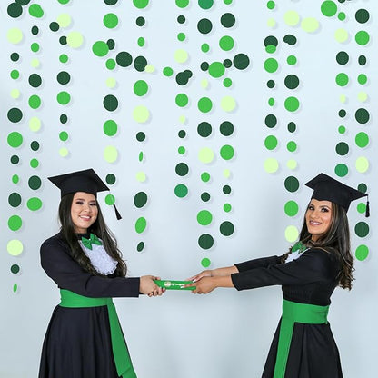 Green Party Decorations Ombre Green Circle Dots Garland Hanging Paper Polka Dot Streamer for Birthday Baby Shower Wedding Bridal Shower Summer Spring Easter St Patrick’s Day Golf Tea Party Supplies
