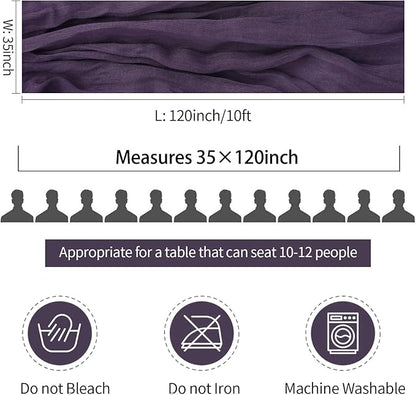 6 Pack Plum Purple Cheesecloth Table Runner 35x120 Inch Boho Gauze Table Runner Rustic Cheese Cloth Long Romantic Table Runners for Wedding Bridal Shower Birthday Party Table Decor