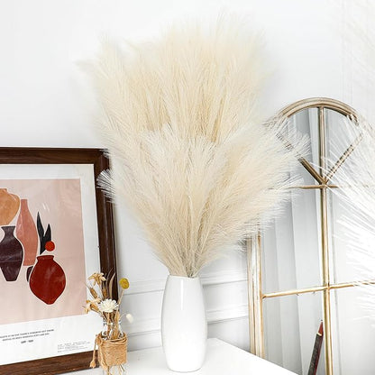 Zeyune 10 Pcs 71'' Large Faux Pampas Grass Decor Tall Artificial Pompous Grass Bulk for Boho Floor Vase Filler Wedding Floral Arrangements Home Baby Shower and Boho Decor (Beige)