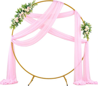 Wedding Arch Draping Fabric Backdrop 1 Panel 60" x 26Ft Pink Drapes Curtains for Wedding Reception Sheer Tulle Backdrop Curtain for Ceremony Birthday Party Baby Shower Arbor Ceiling Decorations