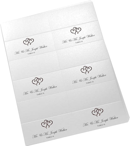 Linked Hearts Printable Place Cards, Chocolate (Choose Color), Set of 60 (10 Sheets), Laser & Inkjet Printers - Wedding, Party, Dinner, and Special Events - Made in the USA