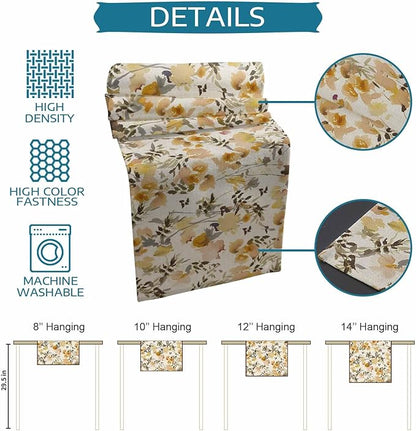Vintage Orange Flower Cotton Linen Table Runner for Dining Kitchen, Wedding Outdoor Party Tablerunners Decoration, Farmhouse Botanical Floral Retro Dresser Scarf Coffee Tablecloth Runners 13x90 Inches