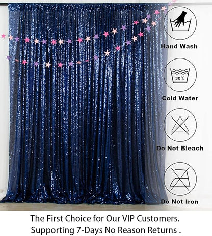 ShinyBeauty Sequin Fabric Backdrop 8ftx10ft Navy Blue Sparkle Glitter for Photoshoot & Birthday Party