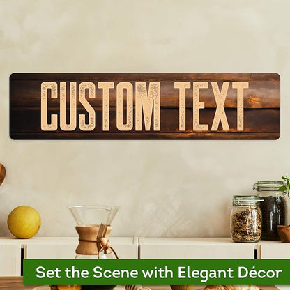 Custom Sign, Custom Street Sign, 11 Font Colors, 13 Font Styles, 4 Hole Options, 22 Sizes, 6x24 Inches, Rust Free DiBound, Fade Resistant, Made in USA by My Sign Center (Vintage Wood)