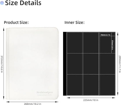 9 Pockets Premium Card Binder 360 Cards Trading Card Binders Zip Card Storage Display Album(9 Pocket 360 Card Slot,White)