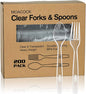 200 Count Plastic Silverware, Heavy Weight Plastic Forks Spoons Disposable Utensils Cutlery Set for Wedding Party Supplies Everyday Use