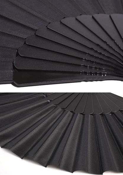 HUNANBANG 4 Pieces Folding Hand Fans Church Wedding Gift, Party Favors, DIY Decoration Gift Size9 Wholesale (Black 4pack)