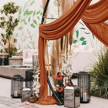 Wedding Arch Draping Fabric 2 Panels 30'' x 18FT Terracotta Sheer Chiffon Arch Drapery for Photo Booth Bridal Shower Baby Shower Church Decor Newborn Photography Christening Outdoor Party