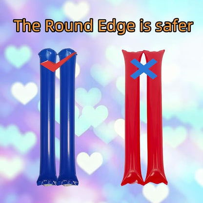 48pcs Round Head Boom Sticks Thunder Sticks Cheering Sticks Team Spirit Plastic Cheerleading Spirit Stick Clapper Inflatable Noise Maker Sports Supply (Blue)