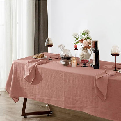 Talasily Linen Tablecloth 100% Pure Linen Table Cloth 60x108 Inches Rectangle Tablecloths Washable Cloths for Kitchen, Dining, Buffet Parties, Holidays, Picnic, Weddings and Restaurants-Muddy Pink