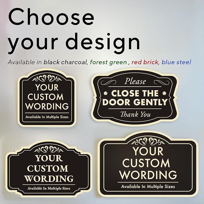 Custom Decorative Outdoor Metal Sign - Personalized Aluminum Driveway Sign, Waterproof, Made in USA - Design 1 Black Charcoal 30x24 In