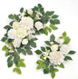 Wedding decor (pack of 2) Welcome Sign Flower Backdrop Garland For Ceremony Reception Wall Easel Home Decoration Entryway Faux Outdoor Board Head Table Decor (White)