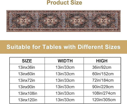 Vintage Boho Floral Table Runner, Rustic Country Farmhouse Black Bohemia Flower Pattern for Home Kitchen Table Decor Dining Coffee Room Party Decor 13x108in