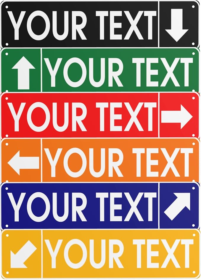 Custom Vintage Metal Sign Personalized Direction Street Signs with Text Logo Image Rust-Resistant Fade Resistant Aluminum Sign for Home Office Outdoor Business