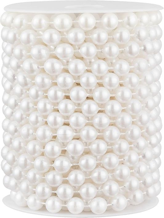 33 Feet Faux Pearl Beads Garland 10mm Craft String Pearls for Wedding Centerpiece Christmas Tree and Flowers Decoration DIY(White)