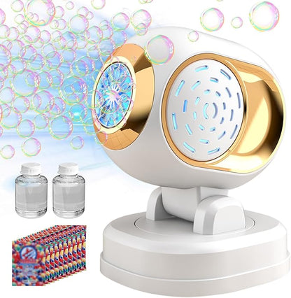 BOMOCO Bubble Machine Battery Operated Durable Bubble Blower Machine Automatic Bubble Machines for Kids Toddlers Parties Wedding Birthday Summer Outdoor Indoor Beach Halloween Favors, White