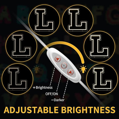 Light Up Letters L, Led Marquee Letter Lights Neon Sign, 13.9" Height Decorative Lighted Alphabet Number, Battery/USB Powered Led Letters Lights for Wedding, Birthday, Party, Christmas or Home Decor