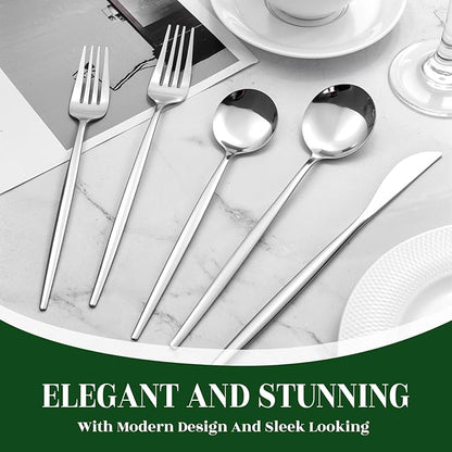 NOCCUR 40-Piece Stainless Steel Silverware Set for 8 - Utensils Set Include Knives Spoons and Forks - Mirror Polished for Home&Party