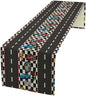 Race Car Table Runner,Checkered Flag Black and White Race Cars Pattern Print Tablecloth Burlap for Hotel Indoors Outdoor Dining Room Kitchen Home Decor,W13X L36 in