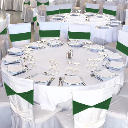Kinlop 50 Pcs Spandex Chair Sashes Bows Chair Bands Slider Sashes for Covers Elastic Bands Ties Without Buckle Decorations for Wedding Party Events Ceremony Birthday(Green)