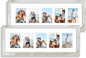 8x24 Picture Frame 2 Pack, Distressed White Wood Frame with Tempered Glass, Display Pictures Multiple Five 4x6 With Mat or 8 x 24 Without Mat - Horizontal or Vertical Wall Mounting