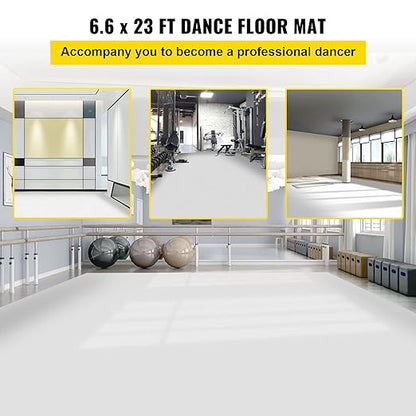 VEVOR Dance Floor, 6.6x23ft Dance Floor Roll, 0.06in Thick PVC Vinyl Dance Floor, Black/White Reversible Portable Dance Floor, Non-Slip Dance Flooring, Ballet Dance Floor for Jazz, Pop, Lyrical Style