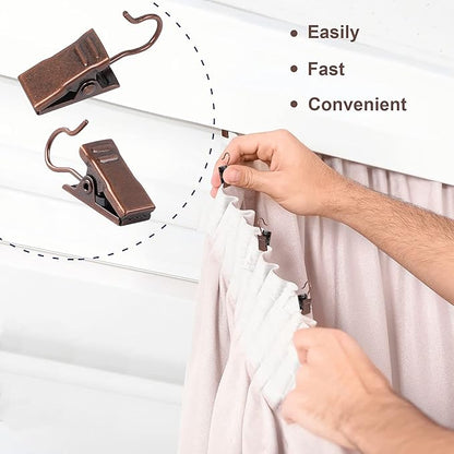 JANYUN 120 Pack Clip Hook Set Stainless Curtain Clips for Curtain Photos Home Decoration Art Craft Dispaly Hang Clip (Copper)