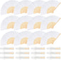 12 Pieces White Hand Held Bamboo Folding Fans Paper Fans Handheld for Women Foldable Girls Wedding Decoration Church Home Party Favors Summer