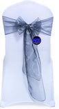 MDS Pack of 25 PCS Organza Chair Sashes Wider Dining Chair Bows Ribbon Tie Back for Wedding Party Birthday Bridal Shower Reception Event Banquet Home Chair Cover Decoration - Silver Gray