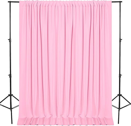 DWCN 10x7 FT Pink Backdrop Curtains for Parties, Photography Backdrop Drapes with Rod Pockets for Wedding Decorations Stage Birthday Family Gatherings, 2 Panels 5ft x 7ft