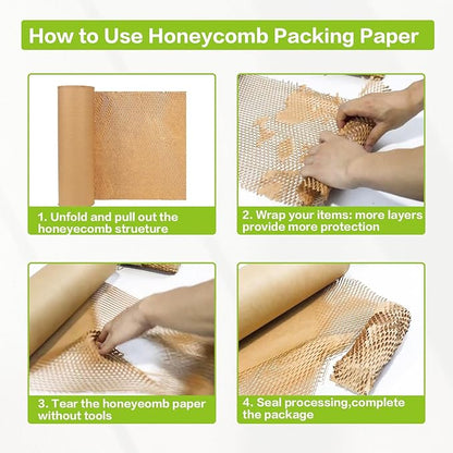 Honeycomb Packing Paper 20" x 1500' Recyclable Cushion Packing Paper Expanding Honeycomb Packing Paper Wrap Roll Eco Friendly for Moving Shipping Gift Packaging Breakables-Brown
