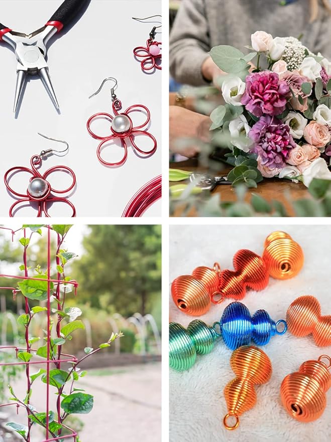 Mandala Crafts 2mm 12 Gauge Pastel Color Anodized Aluminum Wire for Sculpting, Armature, Jewelry Making, Gem Metal Wrap, Garden, Colored and Soft, 4 Rolls