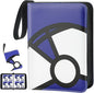 Trading Card Binder 4-Pockets, 400 Pockets Card Holder with 50 Removable Sleeves, Large Capacity & Waterproof Zipper Album Holder for Trading Card Collector, Portable Card Album Book for Card-Blue