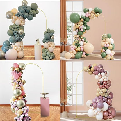 6.6FT Wedding Arch Backdrop Stand and Beige Arch Cover, Beige Spandex Fitted Backdrop Cover and Gold Wedding Arch Frame for Birthday Party Wedding Ceremony Bridal Baby Shower, Parties Decoration.
