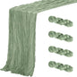 Aktor 4 Pack Sage Green Table Runner Boho Cheesecloth Table Runner Semi Sheer Gauze Fabric Runners for Wedding Birthday Baby Shower Party Boho Table Decoration（Sage Green）