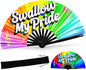 SYNTECSO Folding Hand Fan for Rave, Popping Fan for Line Dancing, Drag Queen, Women and Men Gift，Chinese Japanese UV Glow Clack Fan for Parties, Music Festivals, EDM and Decoration