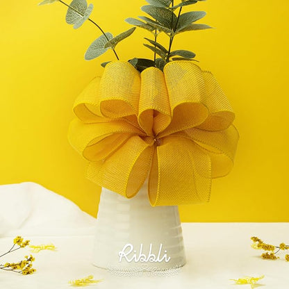 Ribbli Yellow Burlap Wired Ribbon, 2-1/2” Inch x Continuous 20 Yard, Wired Edge Ribbon for Wreaths,Big Bows,Tree Decoration,Outdoor Decoration