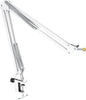 FIFINE Microphone Boom Arm, Suspension Mic Arm Stand with Mount Clamp, Metal Scissor Mic Stand with 3/8" to 5/8" Adapter for Home Studio Recording Podcast Gaming-CS1 White