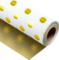 Burymento Platinum Dots Wrapping Paper, Reversible Gold Gift Wrap for Birthday, Valentines, Mothers day, Graduation, Wedding, Fathers day, Baby Shower, Christmas (17in x 32.8ft)
