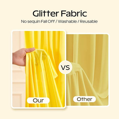 Gold Glitter Backdrop Curtain for Parties Wedding,10Ft x 10Ft Satin Shimmer Photo Backdrop,Non-Wrinkle Sparkle Drapes for Backdrop,Back Drop for Photography, Birthdays,Weddings,Prom