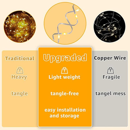 Ollny Curtain Lights 600LED 19.7ft x 9.8ft, IP67 Waterproof Outdoor Curtain Rice Lights with Remote, Plug-in Untangle Rice Curtain Light with 8 Modes 3 Timers for Wall Backdrop Decor(Warm White)