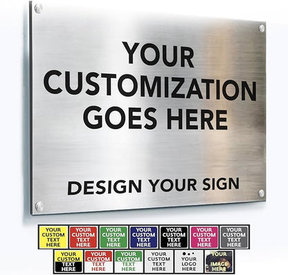Custom Outdoor Metal Sign - Personalized Aluminum Safety and Business Signs, Waterproof, Silver Brushed Metal, 7x7 In