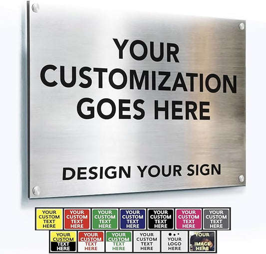 Custom Outdoor Metal Signs, Personalized Aluminum Signs, Customized Safety Signs, Metal Business Signs, Waterproof Outdoor Business Signs, White Aluminum (Silver Brushed, 24x18 In)