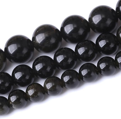 Gold Obsidian Stone Beads for Jewelry Making DIY Craft Gemstone Beads Kit (4mm, 88pcs) Cosmic Crystal Pebbles for Bracelets, Necklaces, Home Decor