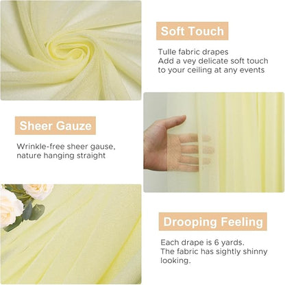 Wokceer Wedding Arch Draping Fabric 28.7" x 20FT Beige Sheer Drapes Backdrop for Wedding Ceremony, Birthday Party, Bridal Shower Decoration