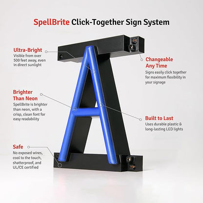 SpellBrite BREWERY Sign | Beer-Related Sign with Neon Look, Blue LED Light Source | 29.1" x 6.3"