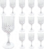 Plastic Wine Glasses，Plastic Goblets Vintage Style Cordial Drinking Glasses for Wedding Reception, Grand Event Party Supplies (12, transparent)