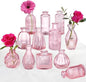 Pink Vase, Bud Vases Set of 12, Small Pink Glass Vases for Flowers Modern Ribbed Glass Bud Vase for Decor Wedding Flower Vase in Bulk Vintage Decor Bridal Shower Centerpieces Home Table Decoration